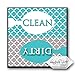 Clean Dirty Dishwasher Magnet Sign for Dishes - Elegant Quatrefoil Moroccan Trellis Modern Pattern - AQUA BLUE/GREY - 2.5 x 2.5 - Housewarming, Bridal Registry & Gag Gift Idea Stocking Stuffers