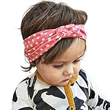 DZT1968(TM)Baby Girl Newest Round Dot Turban Headband Head Wrap Knotted Hair Band (Pink)
