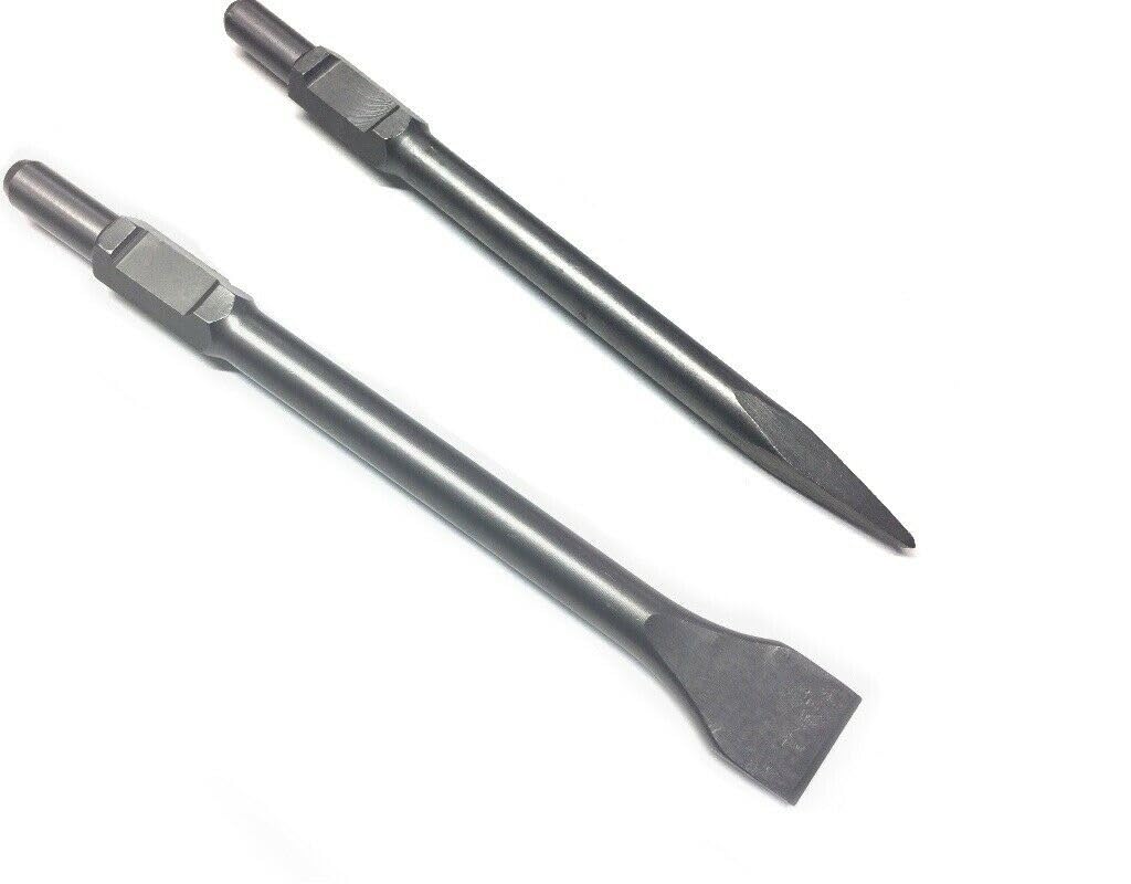 WERHE Professional SDS Hex Chisel Set 30 50 x 410 mm Cold Pointed Socket Flat Wide for Demolition Hammer