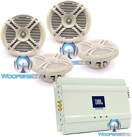 pkg 2 Pairs of Power Acoustik MF65WT 6.5" Marine Speakers + JBL MA6004 4-Channel Class AB Bridgeable Marine Amplifier