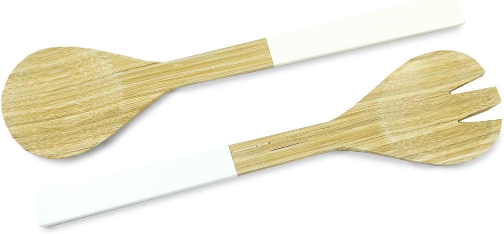 Bamboo Salad Server Set - 12” Long - One Pair - Spoon and Fork for Serving Salads or Fruits