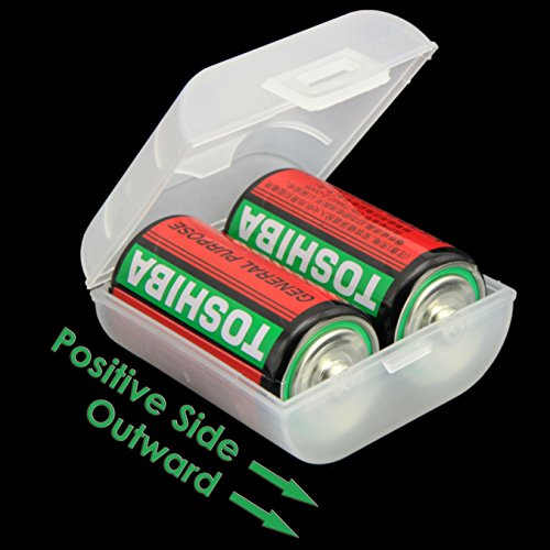 Whizzotech C Battery Organizer Storage Case Plastic Battery Holder Holds 2 C Batteries Pack of 4 BL16 (C-2PC)