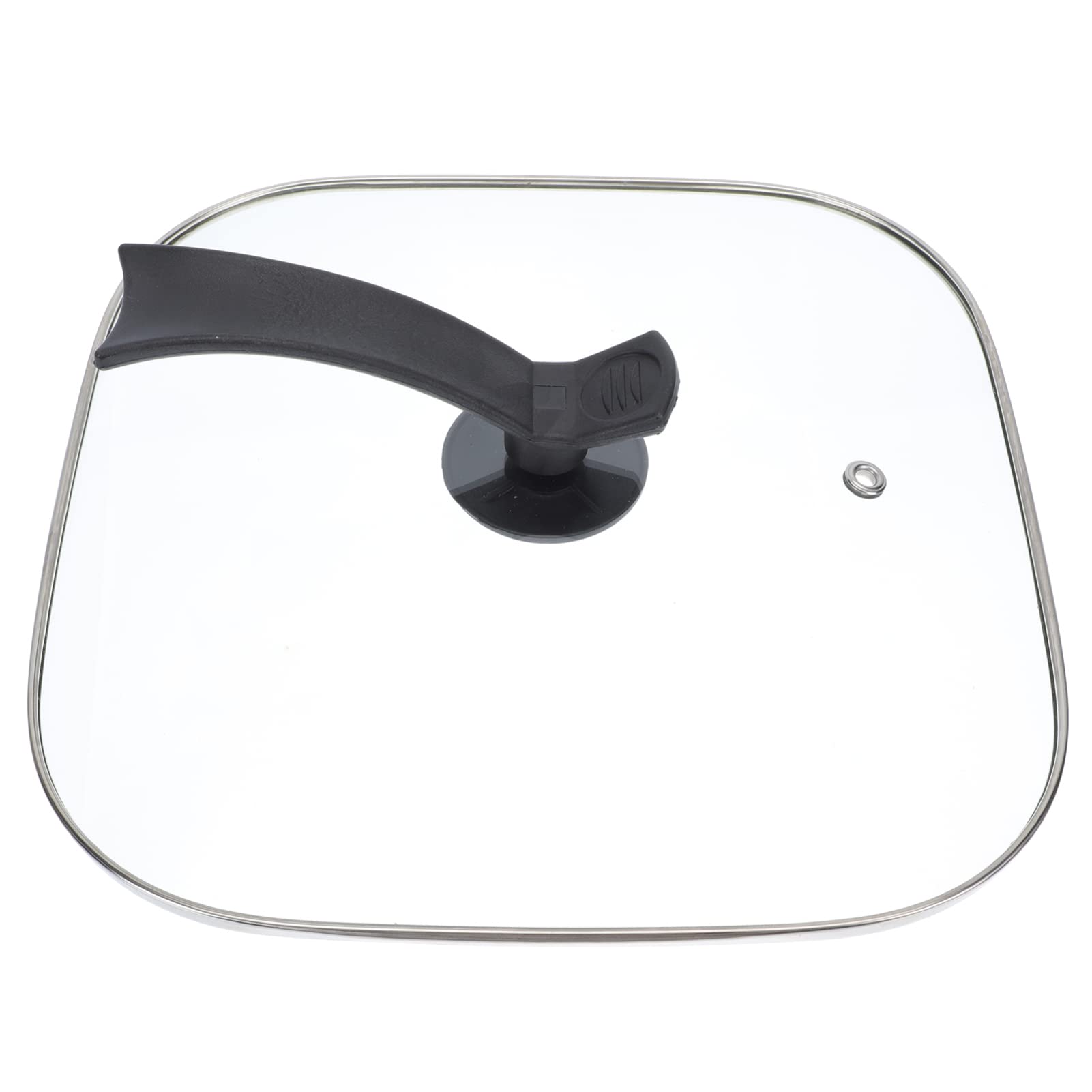 Photo 1 of Cabilock Electric Wok Glass Lid 30Cm Square Pot Cover - Tempered Glass Vertical Handle Stainless Steel Edges Ideal for Square Frying Pans and Skillets