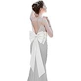 Bencailor Big Satin Bow Large Detachable Bow Train for Dress 17.72" Wide Waist Sash Belt Bride Formal Wedding Dress