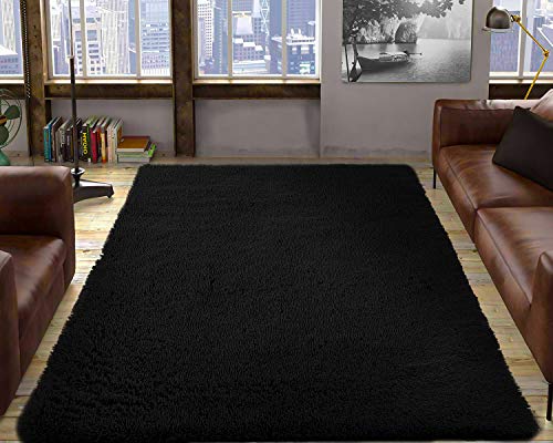 LOCHAS-Ultra-Soft-Indoor-Area-Rug-Shaggy-Bedroom-Living-Room-Carpets-for-Kids-Nursery-Room-53-x-75-Feet-Black