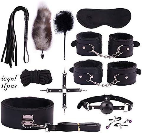 ieyol Men Women Massage Tools B=D=S=M 11 in 1 Suit Strong Figure[Black]