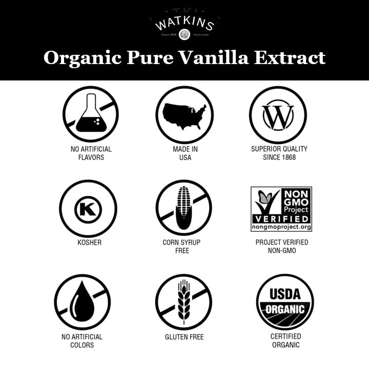 Watkins Organic Pure Vanilla Extract, with Madagascar Vanilla Beans