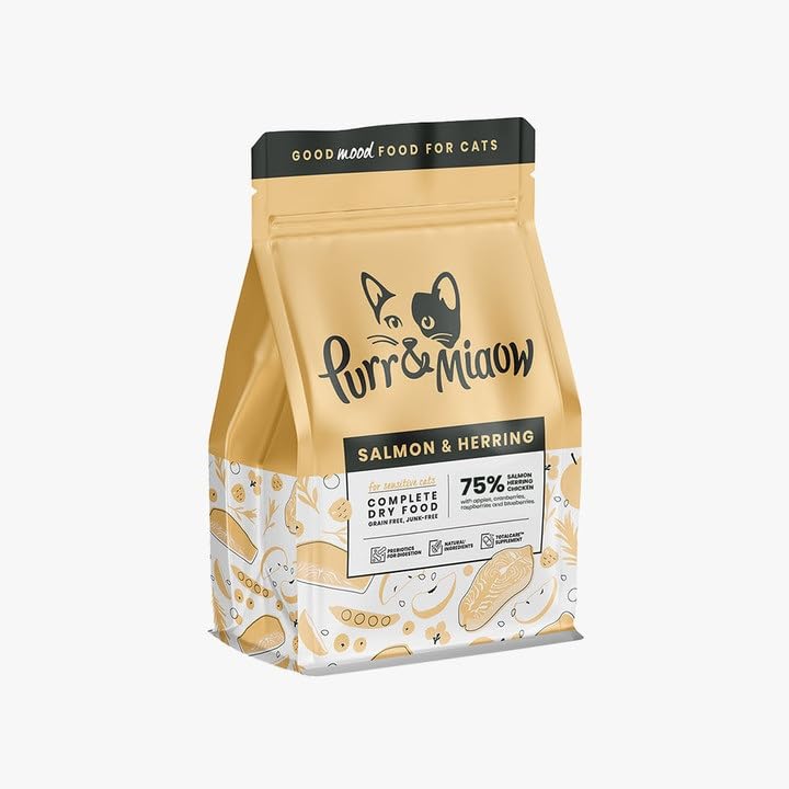 Purr & Miaow - Complete Dry Grain Free Sensitive Cat Food, Salmon & Herring, 1.5kg