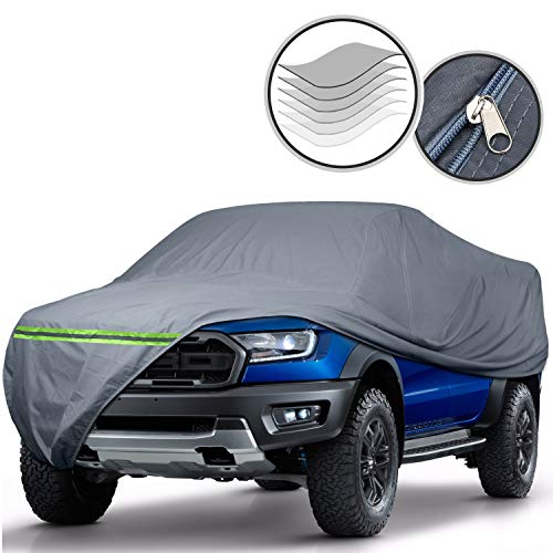 KAKIT Waterproof Truck Cover 6 Layers Pickup Truck Cover All Weatherproof with Door Zipper for Auto Vehicle Outdoor Indoor(Fit Truck Up to 242")