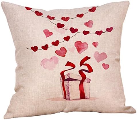 Happy Valentine Romantic Pillow Cases,Linen Flax Creative Sofa Bedroom Decorative Cushion Cover Pillowcase Home Decor (Multicolor B)