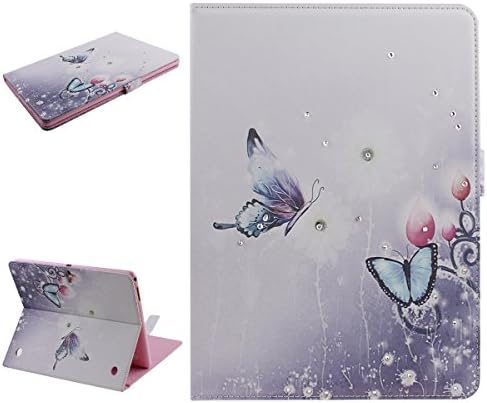 DAMINFE Case For Galaxy Tab S 10.5 T800,Colorful Butterfly Fairy Girl Flower Inlaid Shiny Diamond Folio Wallet Stand Case For With Soft TPU Cover Skin For Samsung Galaxy Tab S 10.5 (SM-T800 / SM-T805)