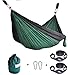 Cutequeen Dark green/Black Hammock with Tree Straps Garden Outdoor Camping Hammocks Nylon Lightweight Multifunctional Parachute for Park,Backyard,Traveling,Backpacking,Yard,Beach