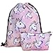 Waterproof Drawstring Bag for Girls,Print Backpack Travel Gym Bags(Unicorn,SH90)