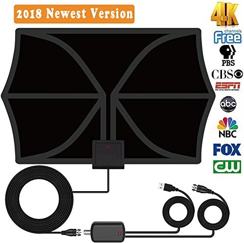 TV Antenna Indoor, 60 Miles Range Amplified Antenna TV Digital HD with Detachable Amplifier Signal Booster HDTV Antennas for TV 4K 1080P High Reception 13.2FT Coax Cable for Digital Freeview (black)