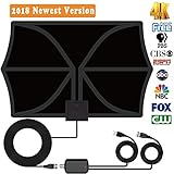 TV Antenna Indoor, 60 Miles Range Amplified Antenna TV Digital HD with Detachable Amplifier Signal Booster HDTV Antennas for TV 4K 1080P High Reception 13.2FT Coax Cable for Digital Freeview (black)