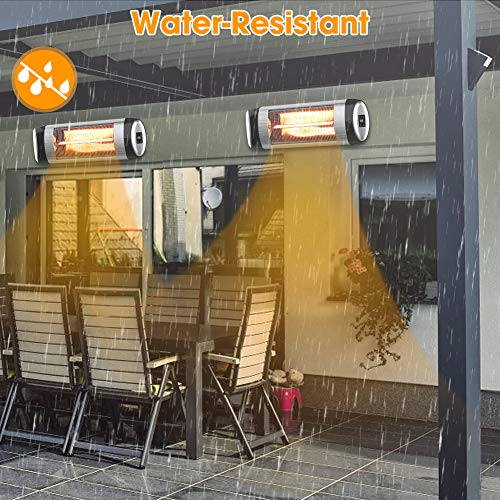 PATIOBOSS Electric Patio Heater, 1500W WallMounted Outdoor Infrared