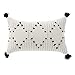OJIA Farmhouse Black and Cream Lumbar Pillow Cover, 12 x 20 Decorative Throw Pillow Case Tribal Geometric Tufted Tassels Woven Cushion Cover Accent Neutral Collection for Sofa Couch Living Room