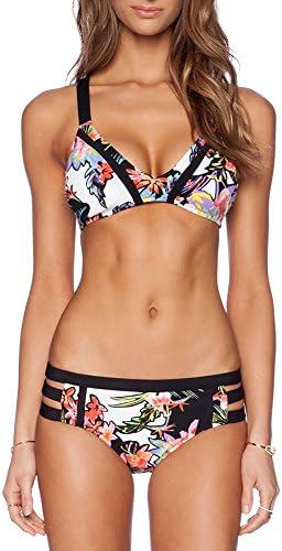 Women’s Sexy Floral Print Bikini Set - Two Piece Push Up Triangle Swimsuits Bathing Suits Retro Swimwear (S)