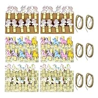 Bolley Joss Cute Animal Cat Wood Clips 60Pcs Photo Clips with Hemp Ropes for Crafts Gift Wrapping 3.5cm/1.38in
