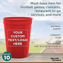 Custom Disposable Plastic Cups 12 oz. Set of