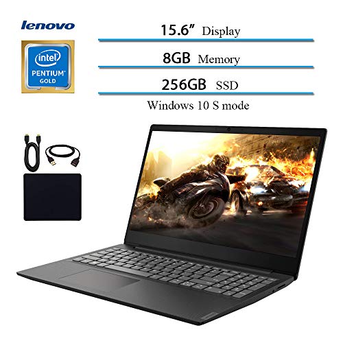 2019 Newest Lenovo 15.6″ Laptop Computer, Intel Pentium Gold 5405U, 2.3GHz, 8GB DDR4 RAM, 256GB SSD, WiFi, Bluetooth, USB 3.1, HDMI, Windows 10 w/ Hesvap Accessories