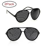 Lergo Vision Improvement Glasses Vision Correction Glasses, Black Resin Goggles Small Holes, 2 Pcs Eyesight Protection Eyewear Prevention Near Eyesight Astigmatism Amblyopia