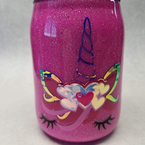 Stainless Steel Travel Mug Glitter Mason Jar - Unicorn - Gift - Thumbnail 2