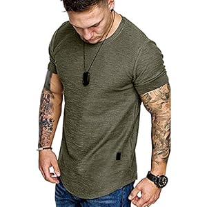 T-shirt heren korte mouwen bovenstuk met ronde hals Slim Fit katoenaandeel Basic mannen T-shirt Crew Neck jongens korte…