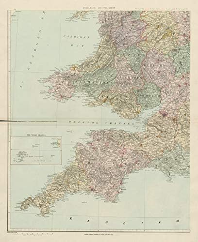 Amazon Com South West England South Wales Large 62x51cm Stanford 1904 Old Map Antique Map Vintage Map Printed Maps Of Uk Posters Prints