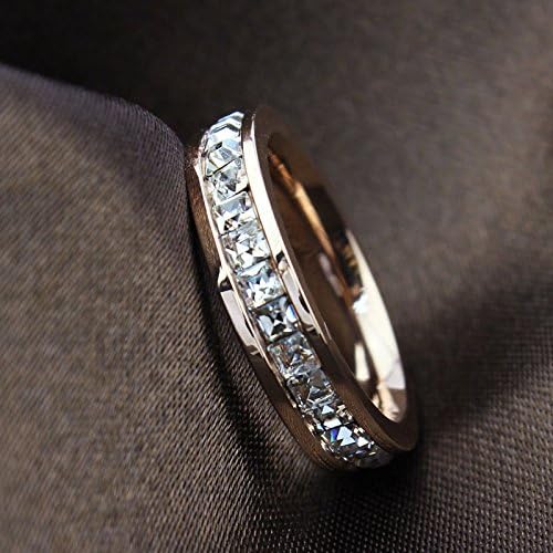 Wassana Silver/Rose Gold CZ Titanium Steel Ring Men/Womens Stainless Wedding Band Sz3-10 (3)