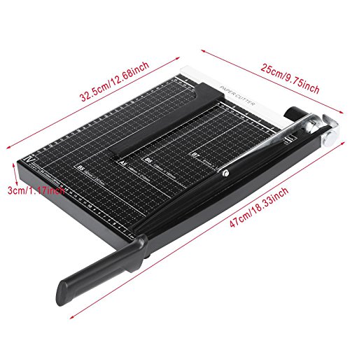 Professional Office Home Guillotine A4 Paper Cutter Black Steel Durable Accurate Desk Tops Paper Cutter Trimmer Scrap Machine（Black, 12.7 x 9.8 x 1.2inch） - Thumbnail 3