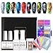 Modelones Nail Art Foil Glue Gel with Starry Sky Star Foil Stickers Set Nail Transfer Tips Manicure Art DIY 15ML, 10PCS Flame Nail Stickers, holographic,Gift Base&Top Coat,UV LED Lamp Required.