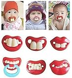 WHC-TECH Unisex Boys Girls Funny Silicone Teether Orthodontic Soother Nipples Baby Pacifiers Red Lip