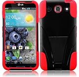 Generic Hybrid Double Layer Fusion Cover Case with Kickstand for LG Optimus G Pro E980 - Retail Packaging - Black/Red