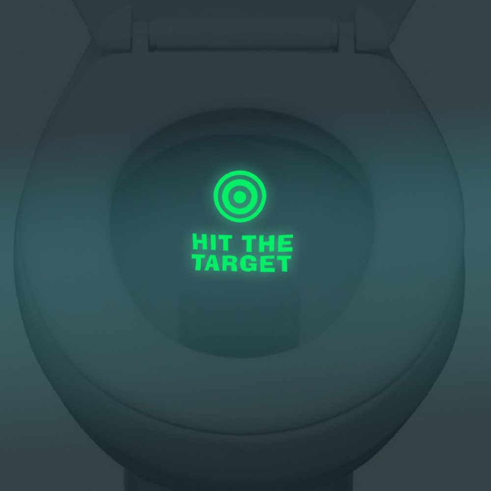 Funny Hit The Target Toilet Sticker Grow in Dark WC Wall Sticker Decal Toilet Seat Sticker (A)