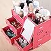 Tamengi Makeup Organizer Case Cosmetic Organizer Wood Box Assembly Mirror