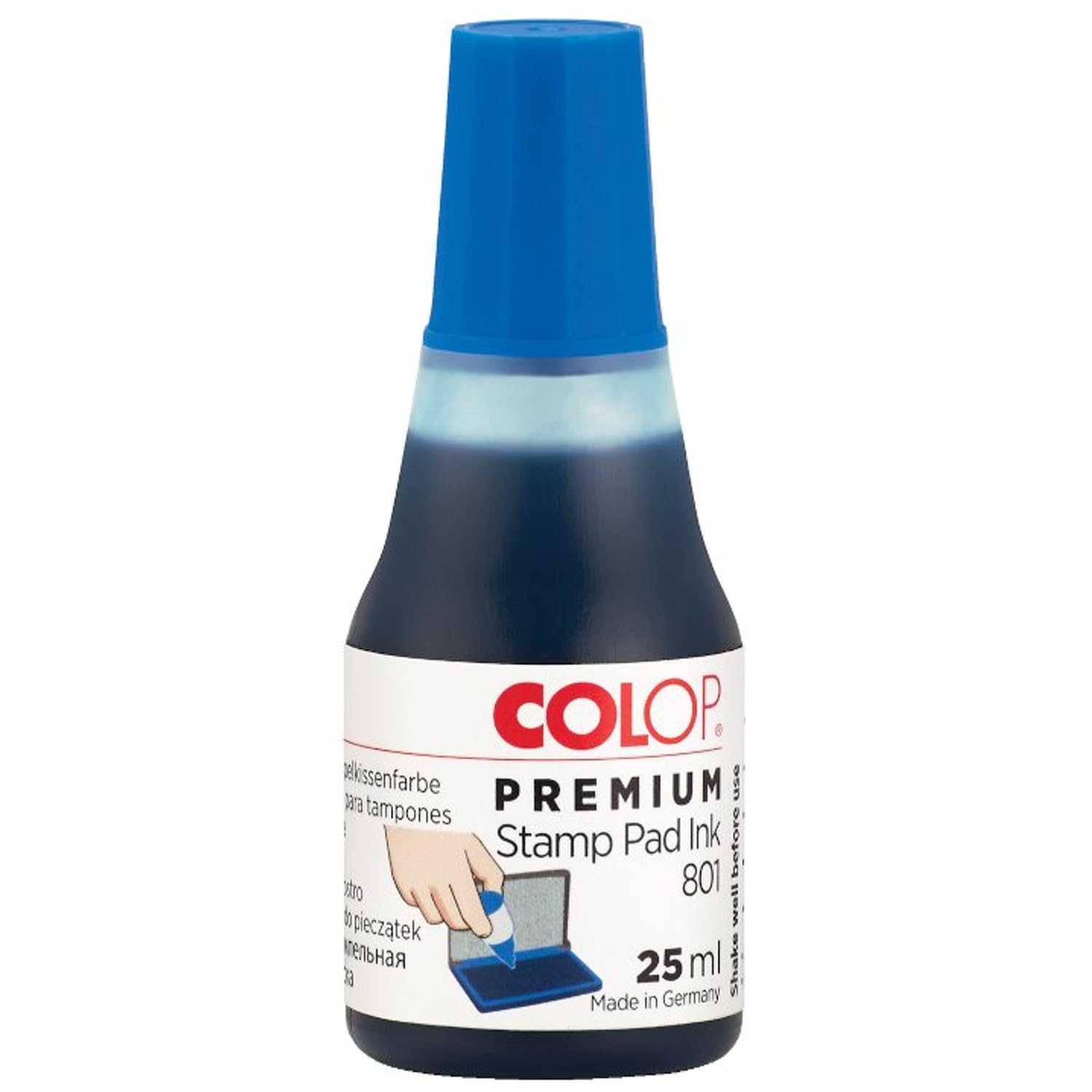 COLOP 801 Blue Stamp Pad Ink. Best Refill Ink for Foam and Felt Rubber Stamp Pads. Water-Based and Non-Toxic