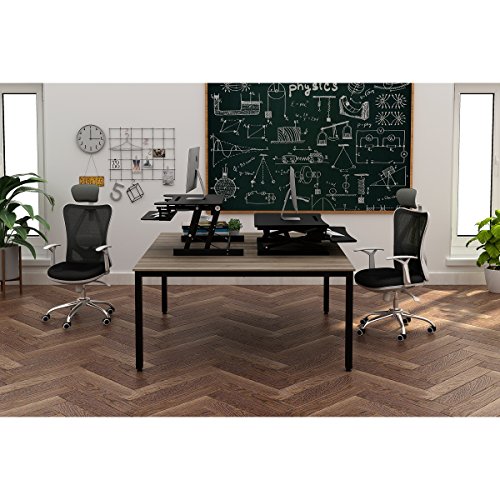 DEVAISE Height Adjustable Standing Desk Converter with Keyboard Tray, Black