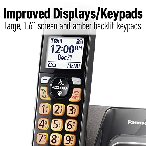 PANASONIC Expandable Cordless Phone System with Call Block and Answering Machine - 1 Cordless Handsets - KX-TGD530M (Metallic Black) (Renewed)