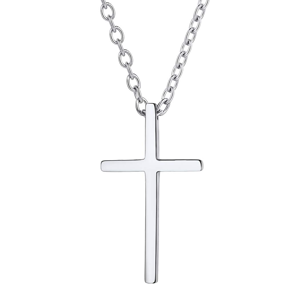 Richsteel Mens Silver Stainless Steel Cross Large Pendant Necklace For Women Jesus Chain Men Crucifix Necklaces — image 1