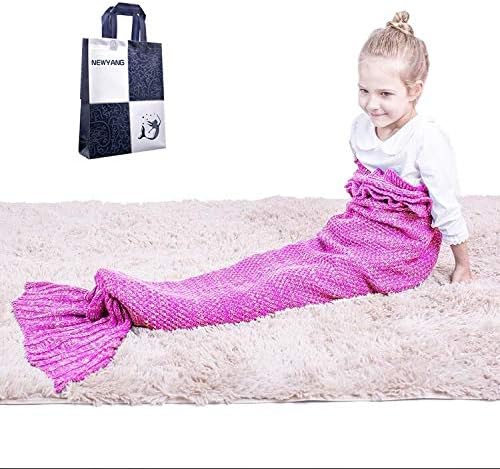 Mermaid Blanket - NEWYANG All Seasons Hand Crochet Knitted Mermaid Tail Blanket, Best Girls Gifts Birthday Christmas Gift