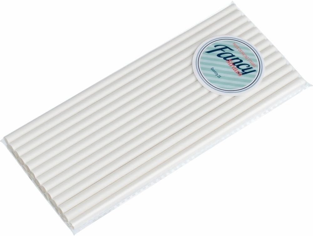 50 Pack - Plain White - Paper Drinking Straws - Great for Parties - Free Delivery