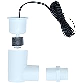 SS2 Float Switch L Shape, Compatible with Safe-T-Switch for HVAC Drain Pan Condensate Outlet, AC Water Level Switch with 3/4 Inch Adapter and 6Ft Wire (1, White)