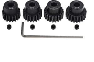 GTHELE 4pcs 32p Pinion Gear 5mm Set Hardened 18t 19t 20t 21t 32 Pitch Gears RC Upgrade Part with Screwdriver