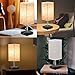 lifeholder Table Lamp, Nightstand Lamp Built in Dual USB Charging Port & One Outlet, Black Iron Base USB Lamp with Warm White LED Bulb, USB Table Lamp Perfect for Bedroom, Office(Square)…