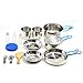 iGopeaks Camping Cookware, Stainless Steel Mess Kit Backpacking Gear & Hiking Outdoors Bug Out Bag Cooking Equipment 16 Piece Cookset for 2 Person - Lightweight, Compact & Durable Pot Pan