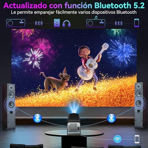 QYIKLPY Proyector 4K Portátil Netflix Oficial – Android 13, Pantalla de 150 Pulgadas, 400ANSI/15000 Lúmenes, 1080p Nativo, Compatible con 4K/8K, BT 5.2/WiFi 6, iOS/Android/PC/PS5