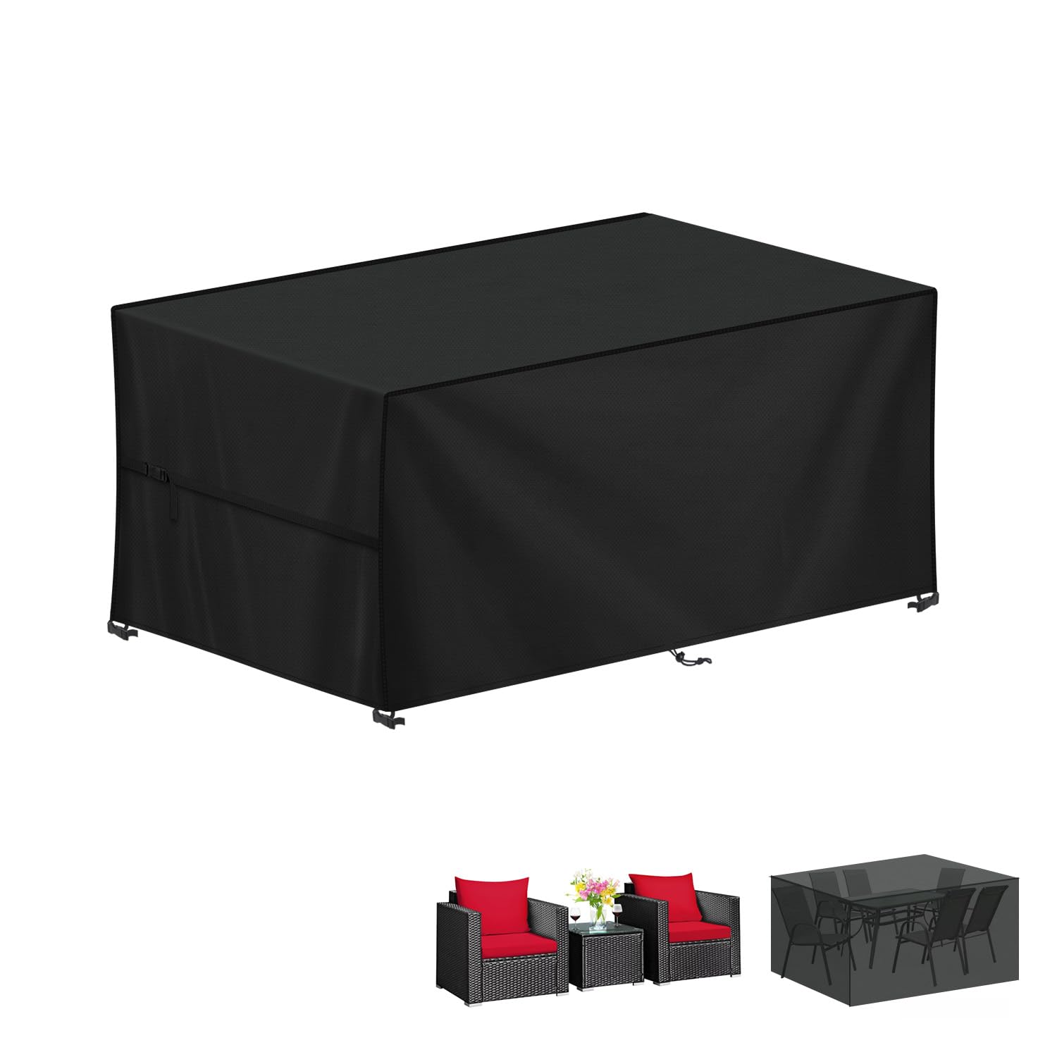 LAMUNI Large Garden Furniture Covers, 150x90x90cm Outdoor Garden Furniture Set Cover, 420D Oxford Patio Table Covers Waterproof Patio Furniture Covers for Outside Chair and Table Rattan Sofa Cover