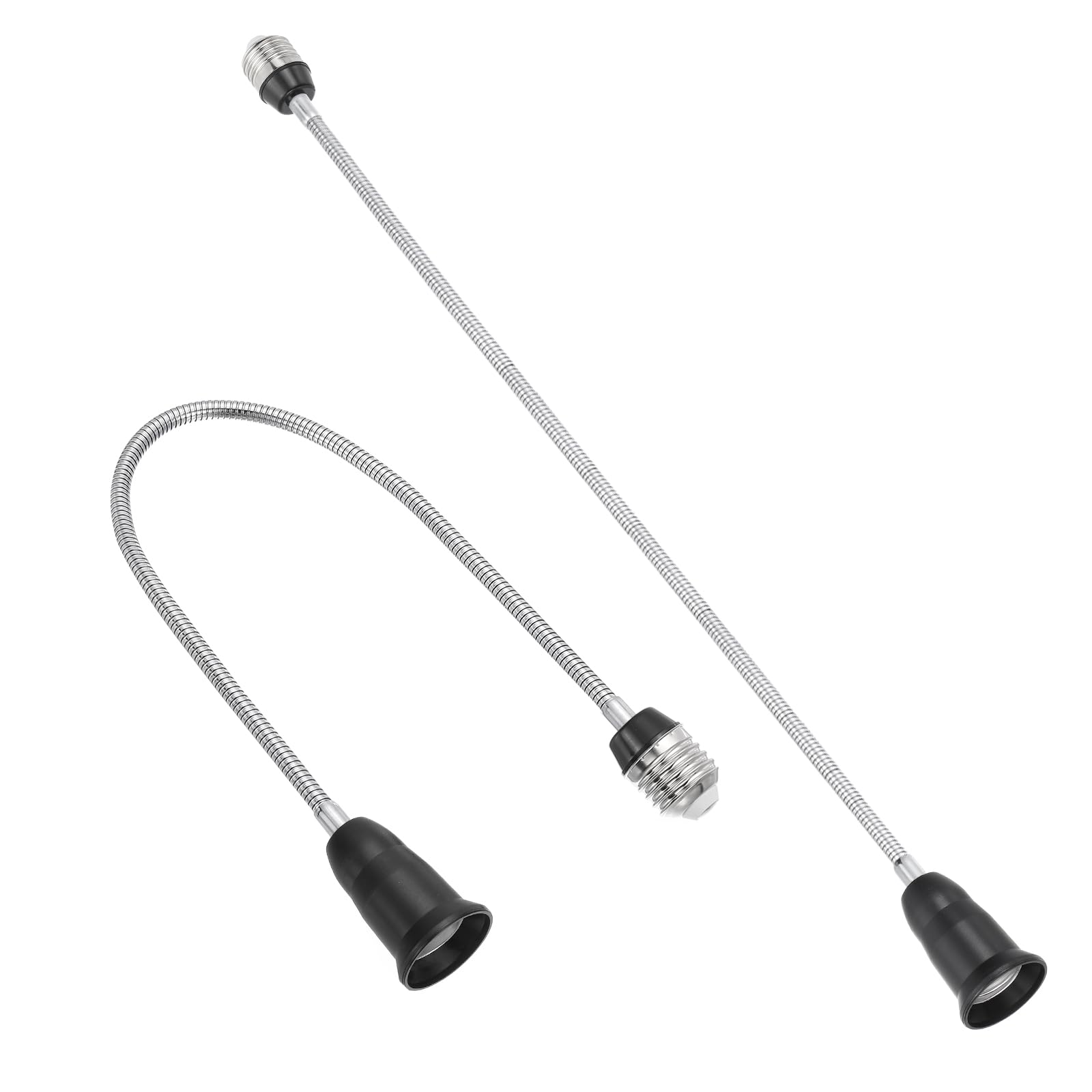 PATIKIL 23.6 Inch E26/E27 Light Socket Extender, 2 Pcs Flexible Bulb Socket Extension Adjustable Bulb Extender Adapter for Medium Screw Base Home Lamps, Black