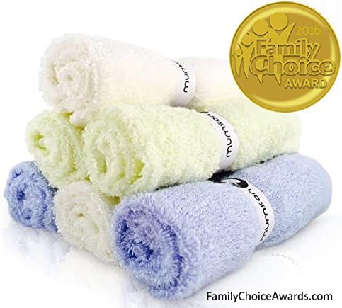 MUMSON Luxury SOFT Baby Bath Washcloths, Family Choice Awards Winner and Baby Maternity Top Chocie Award winner 6 Pack 10"x10" Larger Organic Bamboo Washcloths-Reusable Wipes for Sensitive Skin.